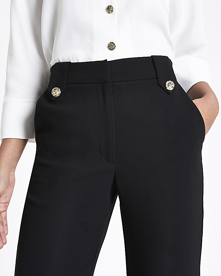 Black crop tapered leg trousers