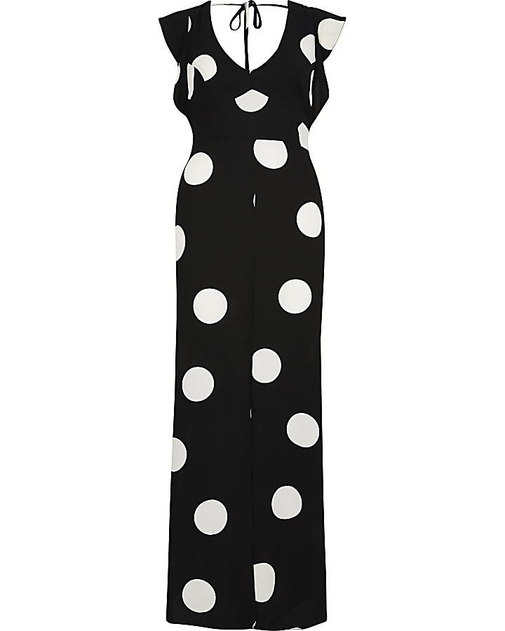 Black spot maxi dress
