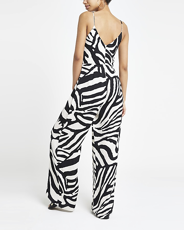 White zebra print jumpsuit