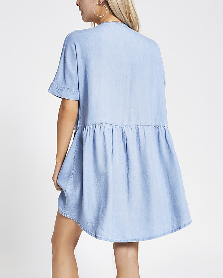 Petite blue denim swing dress