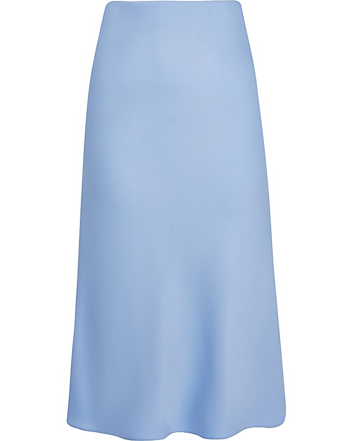 Light blue bias cut midi skirt