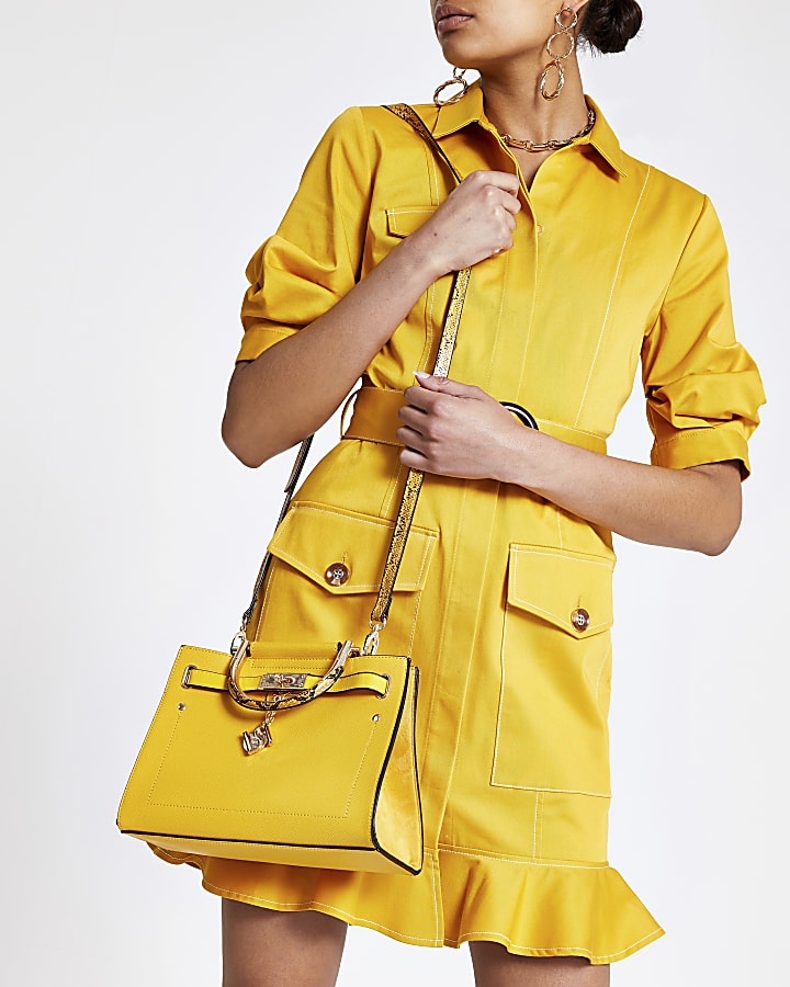 Yellow padlock tote bag