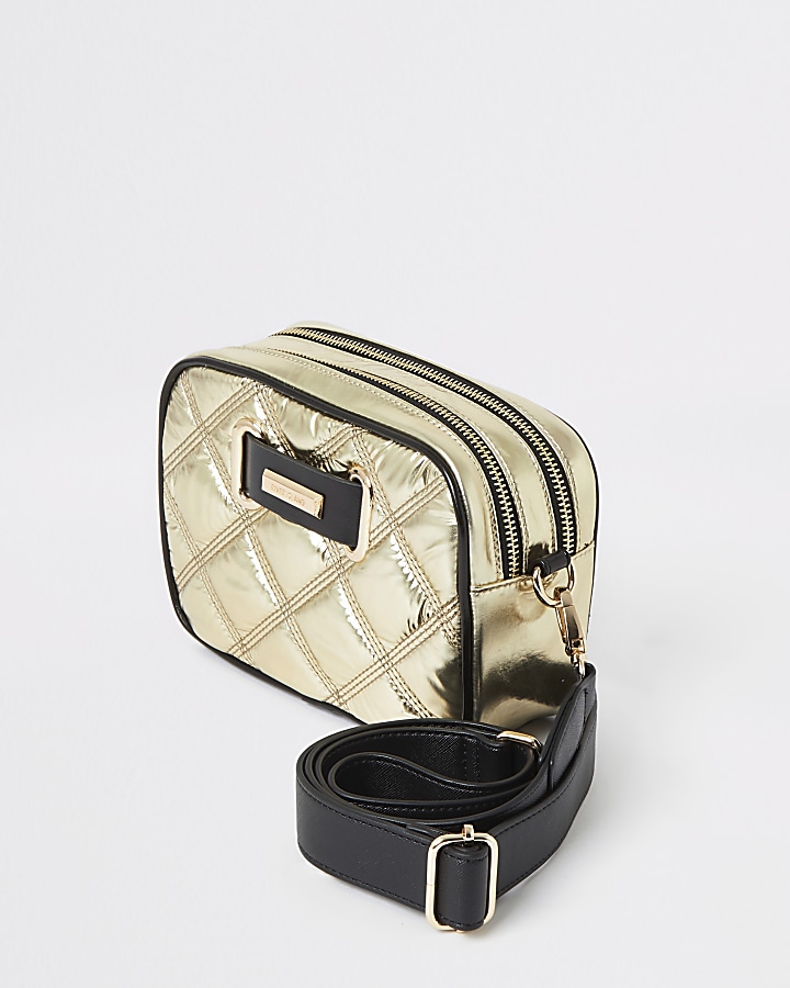 Gold quilted cross body bag