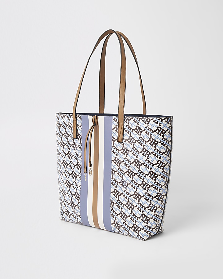 Blue RI monogram shopper bag