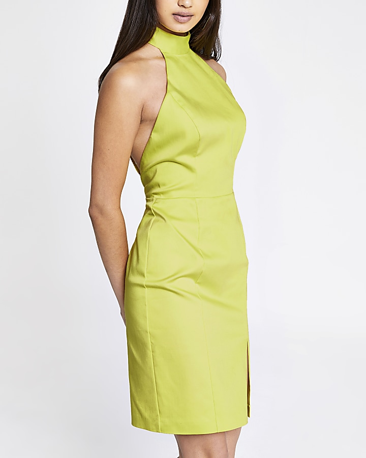 Lime cut out back bodycon dress