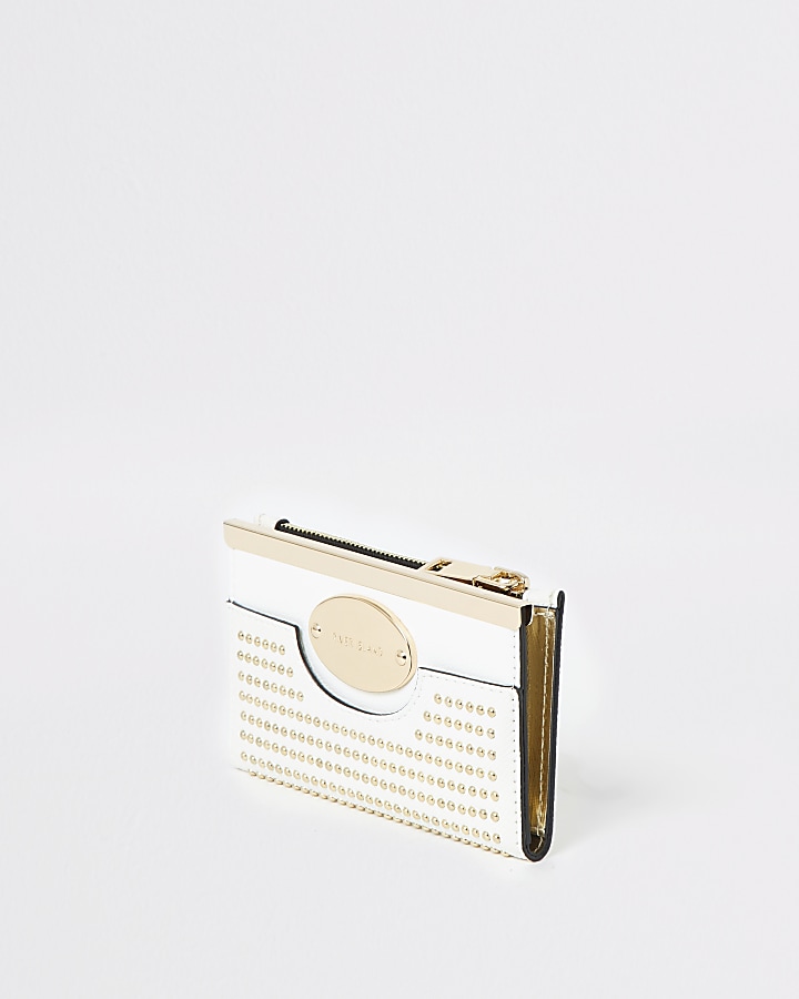 White studded mini fold out purse