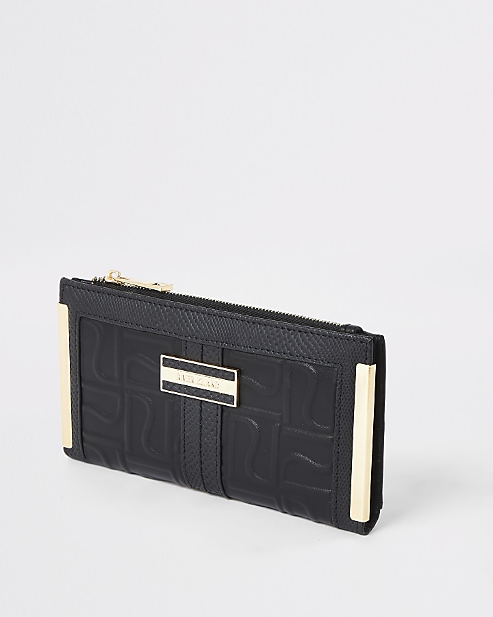 Black RI embossed foldout metal corner purse