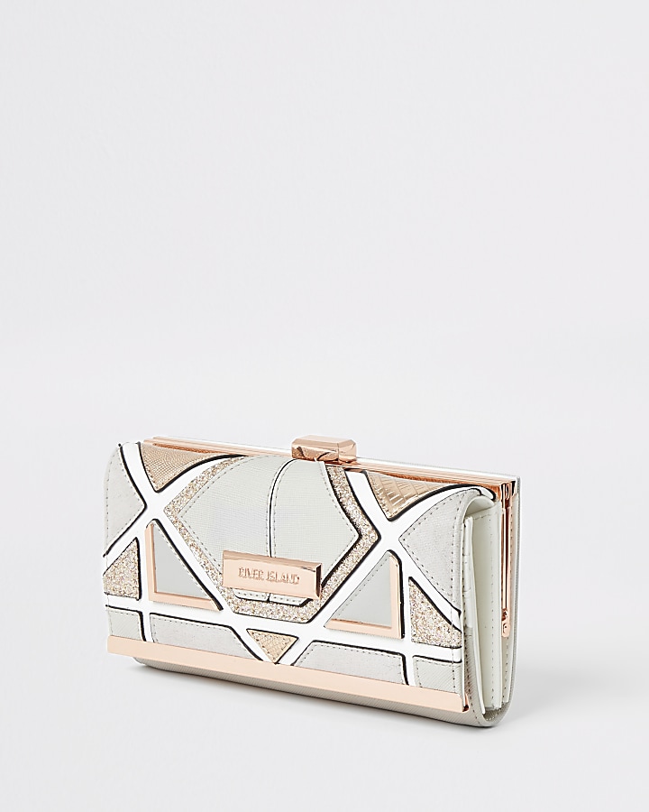 Grey triangle cut out cliptop purse