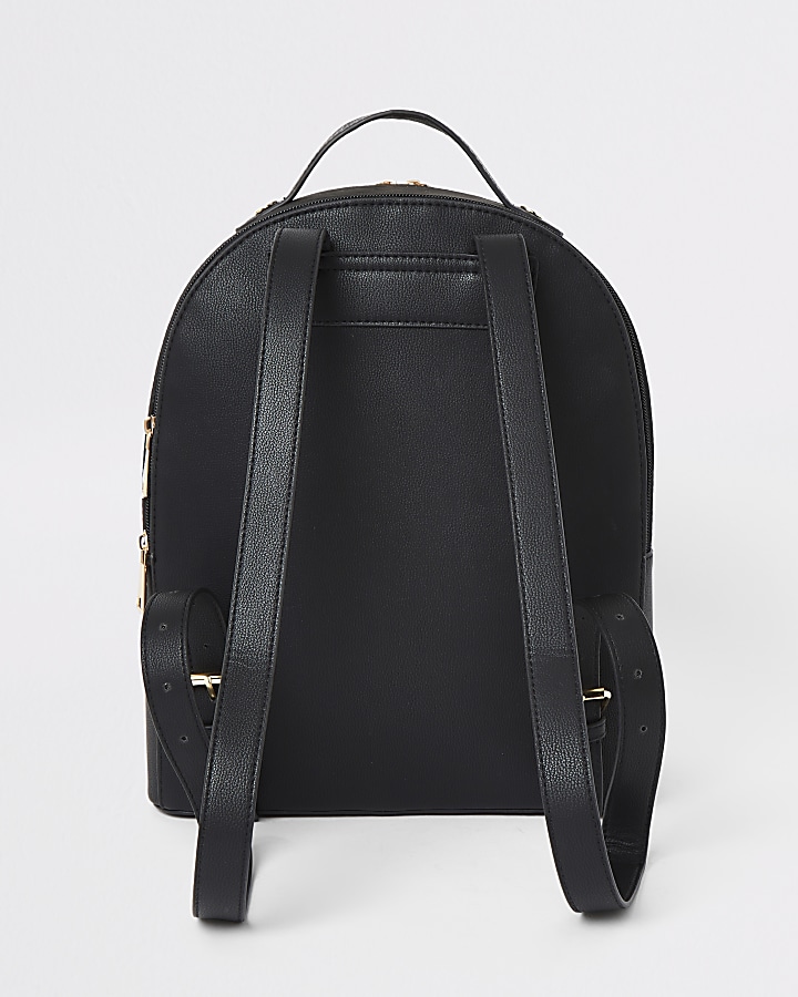 Black zip front backpack