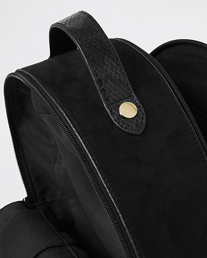 Black zip front backpack