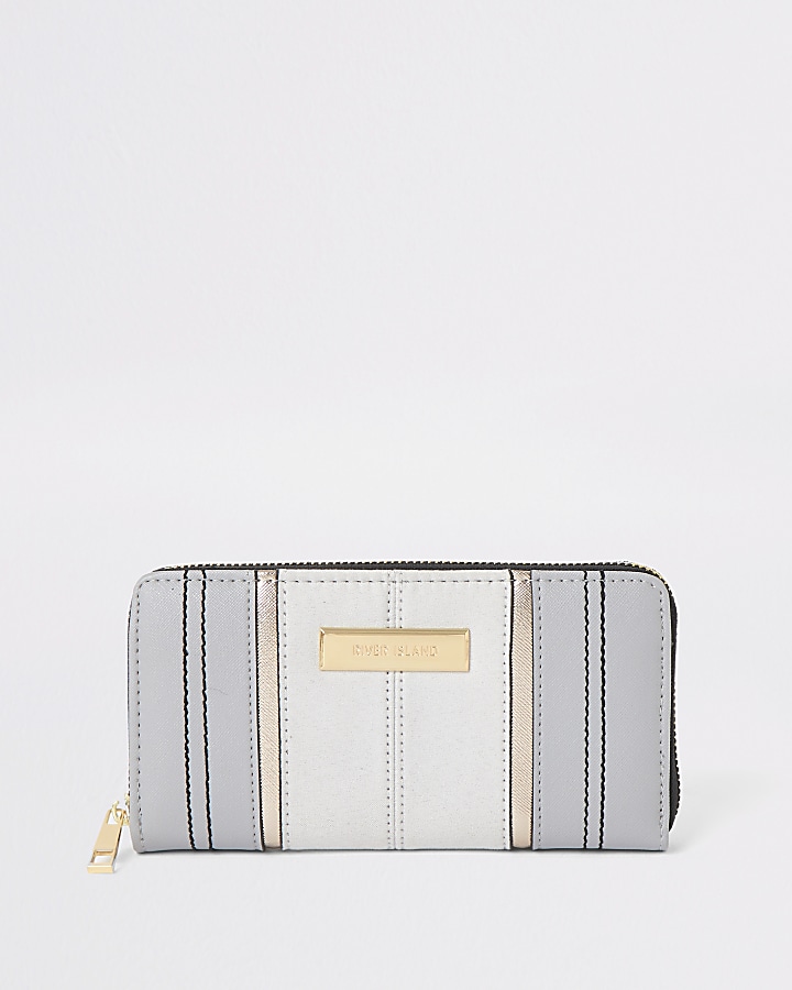 Grey zip around purse