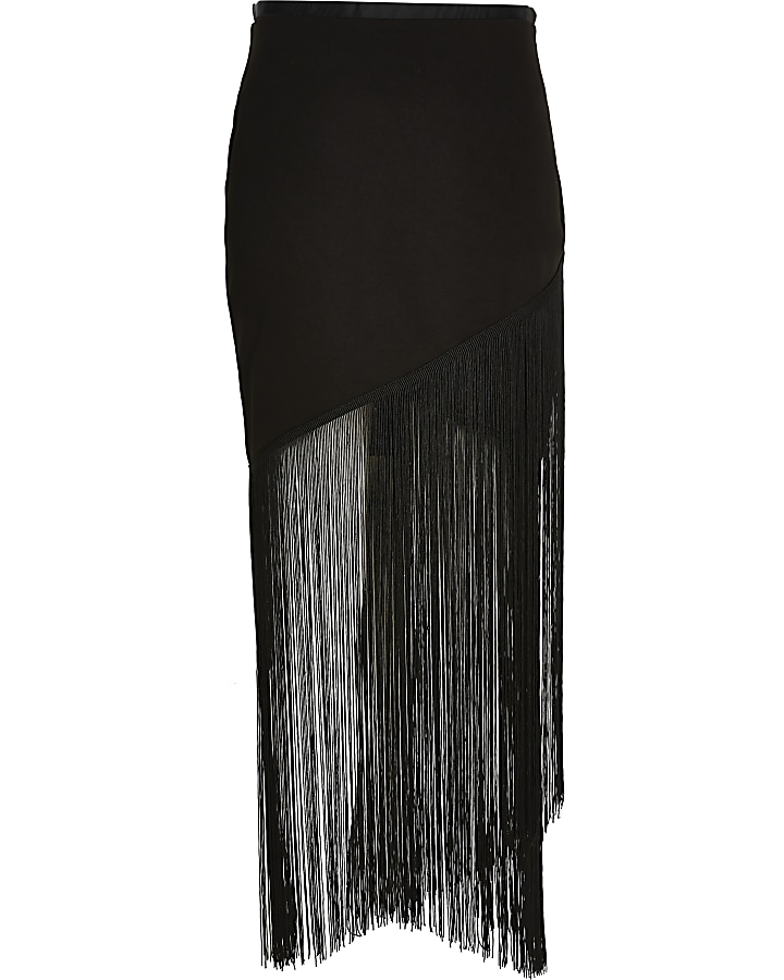 Black tassel pencil skirt