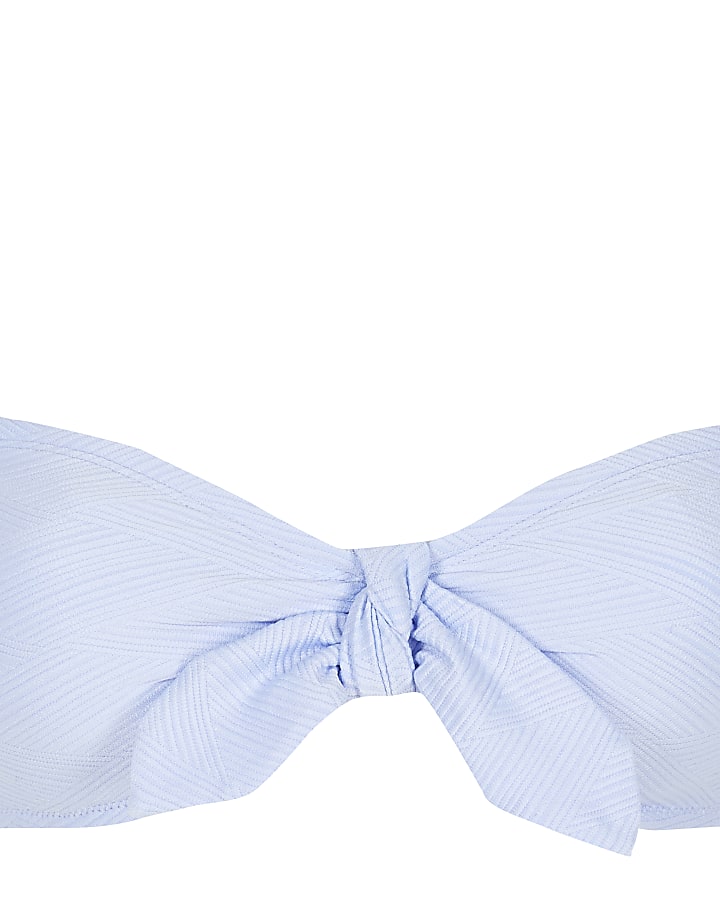 Blue knot front bandeau bikini top