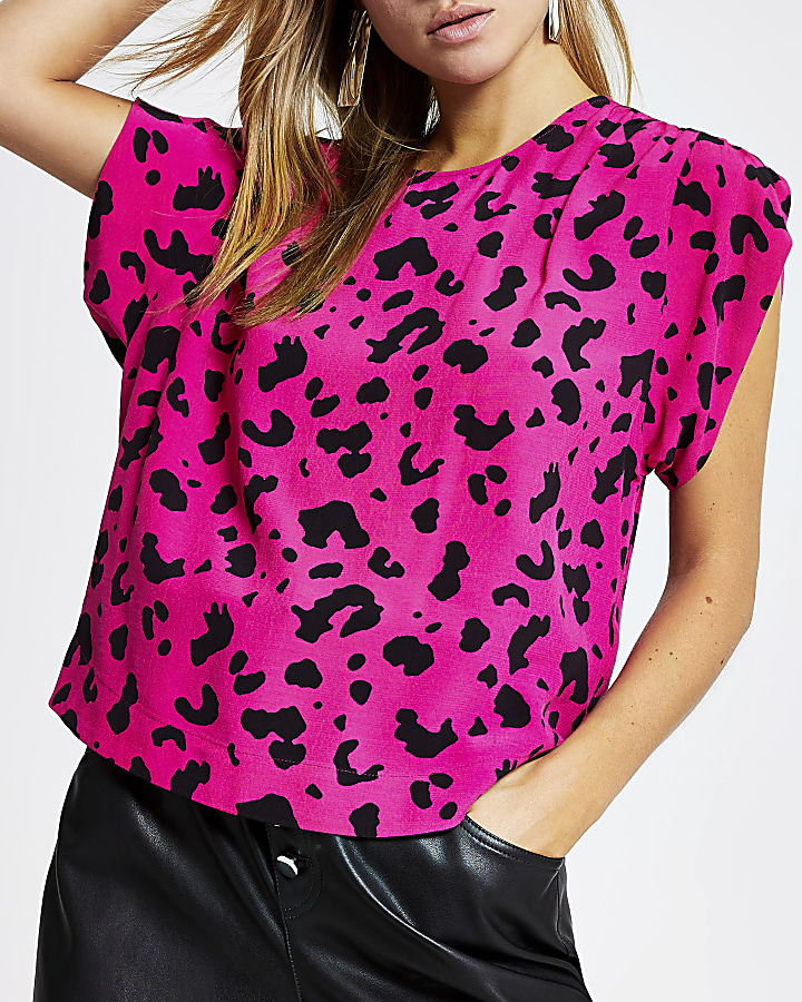Pink leopard print T-shirt