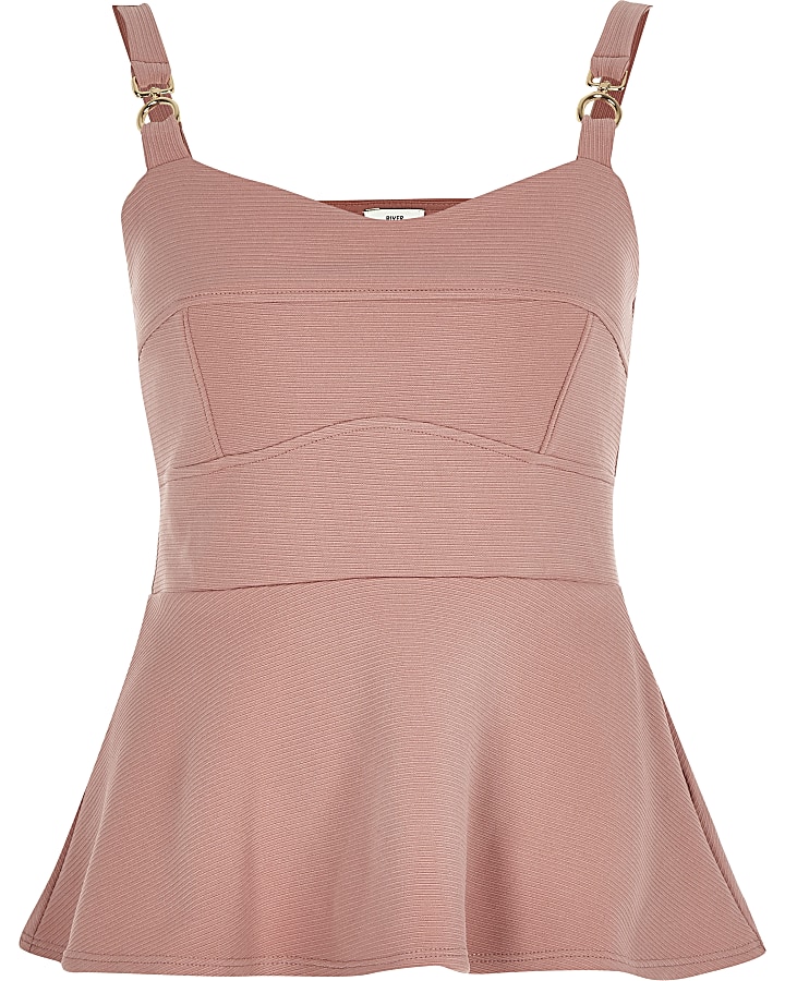 Pink fitted peplum top