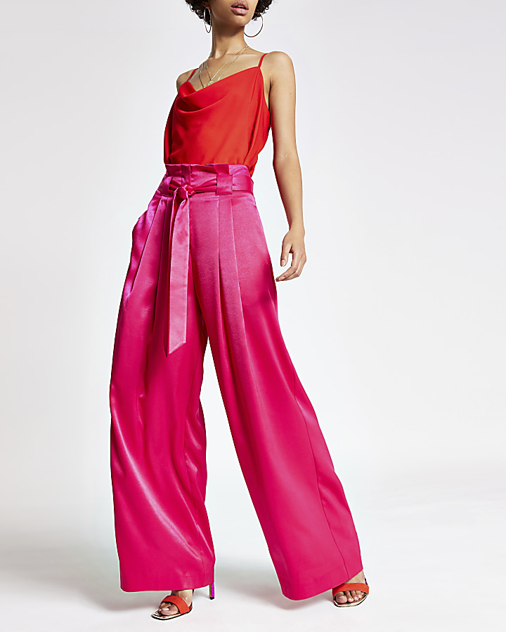 Bright pink wide leg trousers