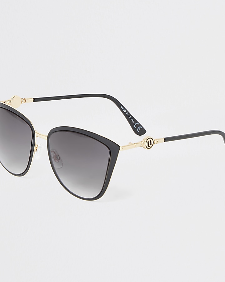 Black iridescent cateye sunglasses
