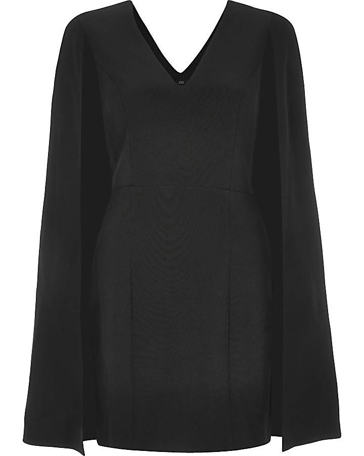 Black cape bodycon mini dress