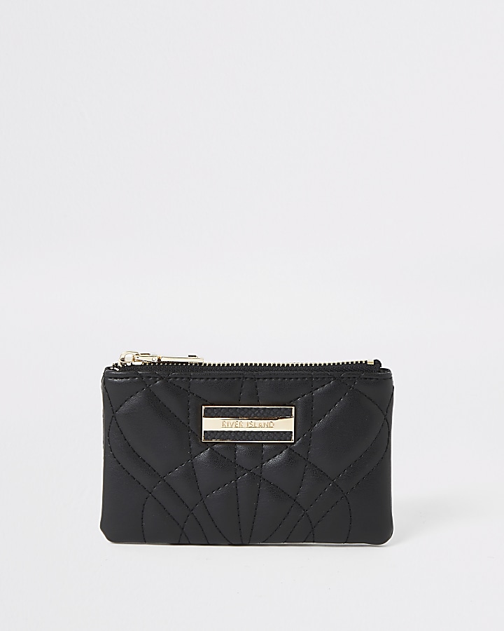 Black quilted mini pouch purse