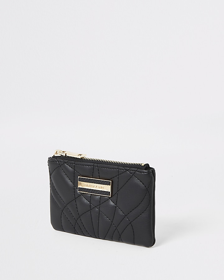 Black quilted mini pouch purse