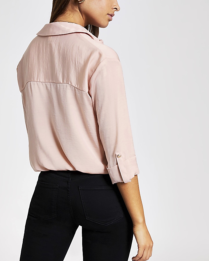 Light pink drawstring shirt
