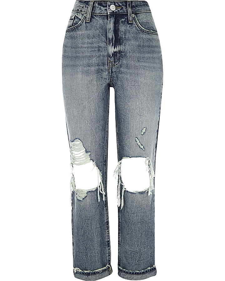 Authentic denim ripped Mom jeans