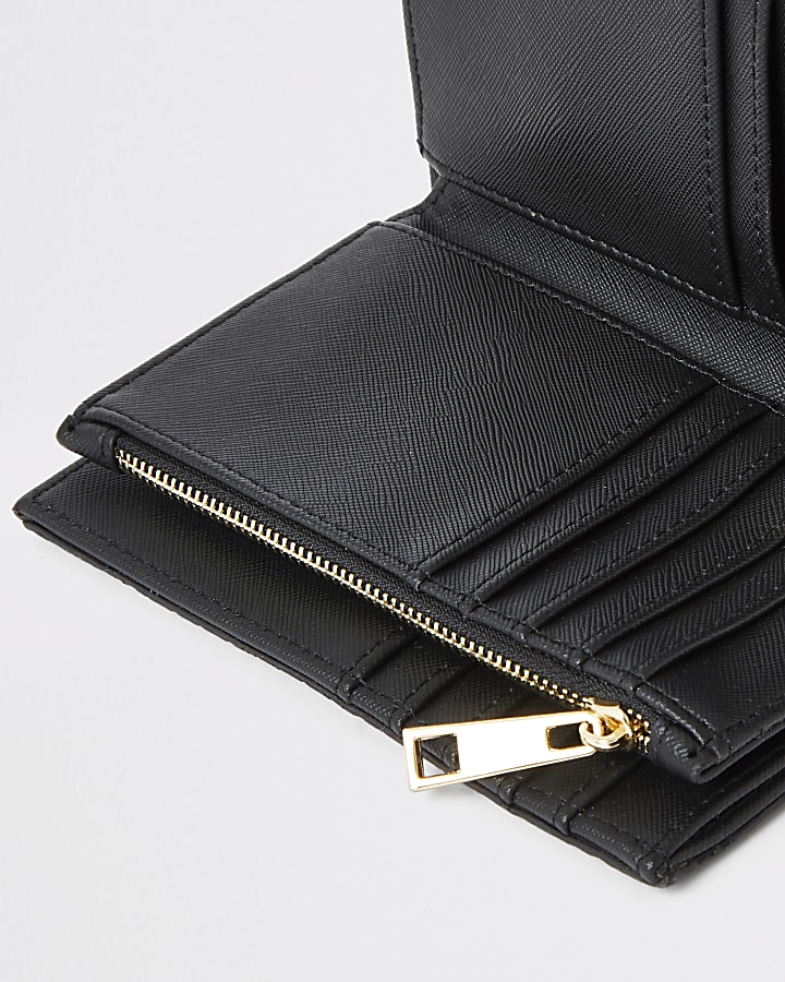 Black gold detail mini fold out purse
