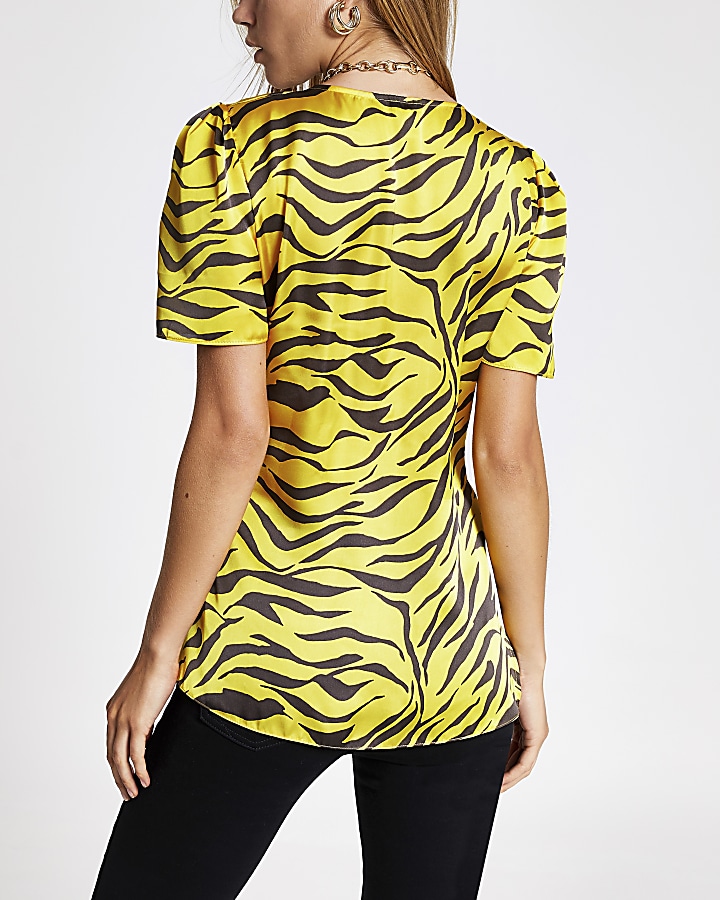 Yellow zebra print blouse