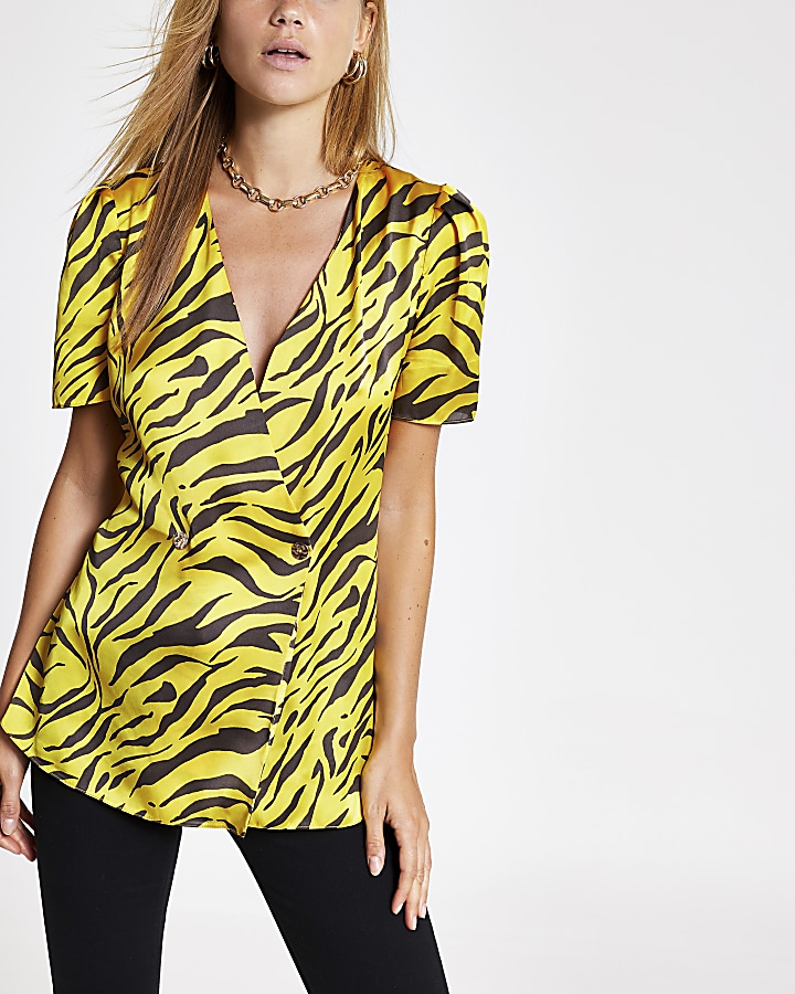 Yellow zebra print blouse