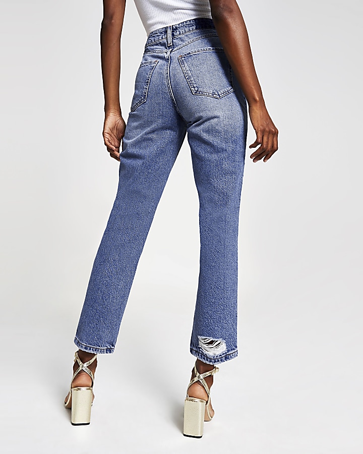 Mid blue Mom high rise jeans
