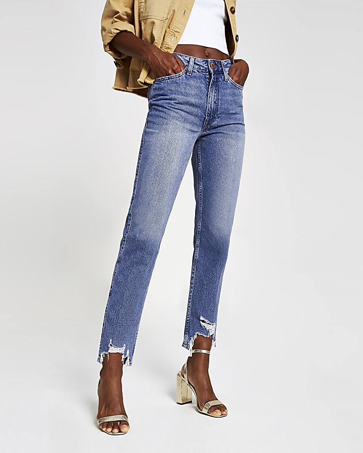 Mid blue Mom high rise jeans