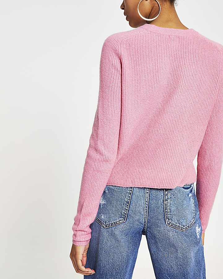 Pink long sleeve knitted jumper