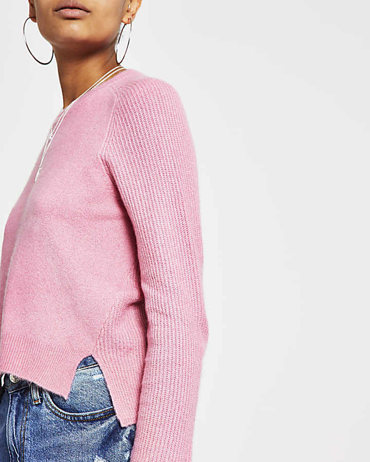 Pink long sleeve knitted jumper