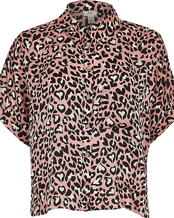 Petite pink leopard print shirt