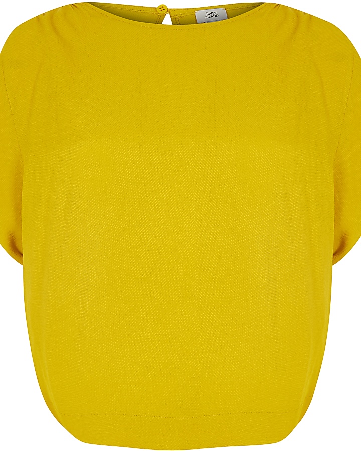 Yellow ruched sleeve top
