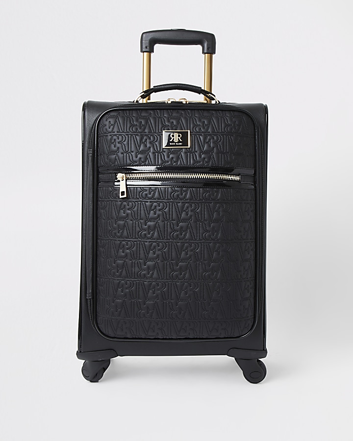 Black RI monogram zip front suitcase