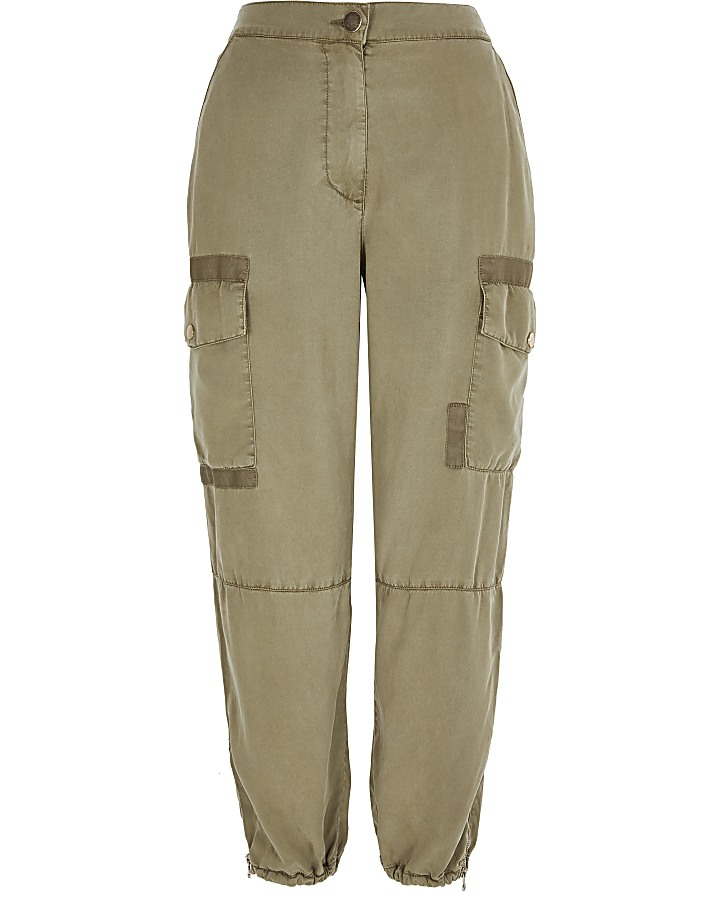 Petite beige Hailey utility trousers