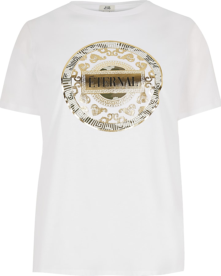 White camo circle printed T-shirt