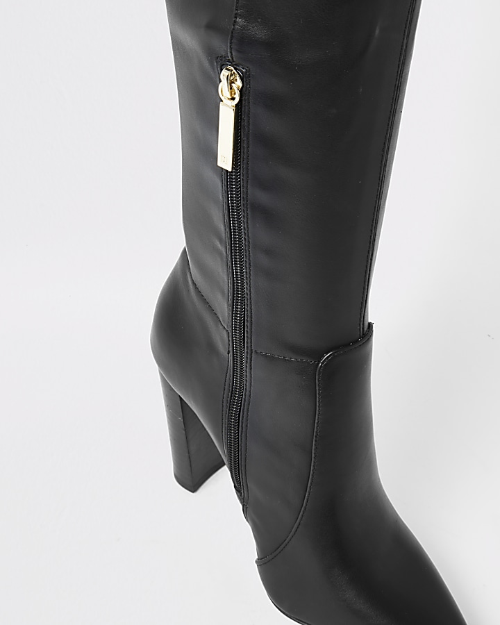 Black wide fit over the knee pointed boots