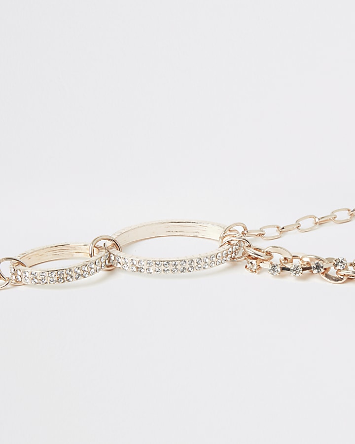 Rose gold colour oval chain necklace