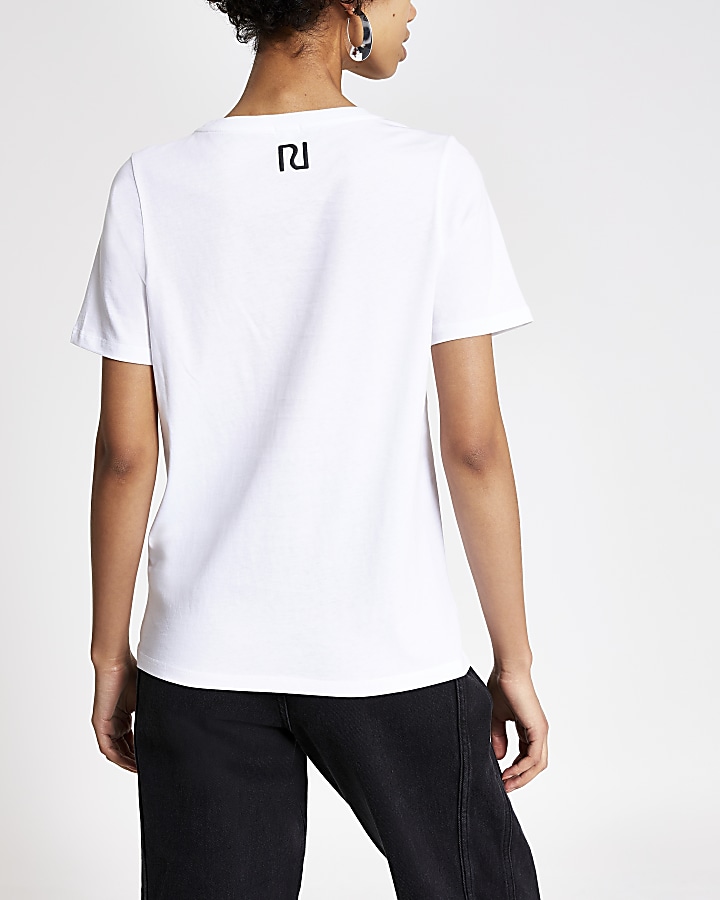 White neck printed T-shirt