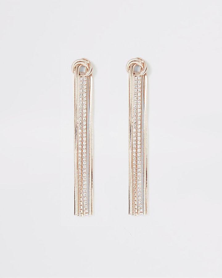Rose gold colour knot cupchain earrings
