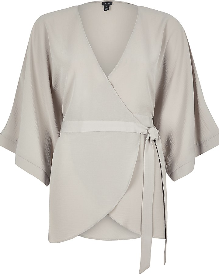Grey kimono tunic top