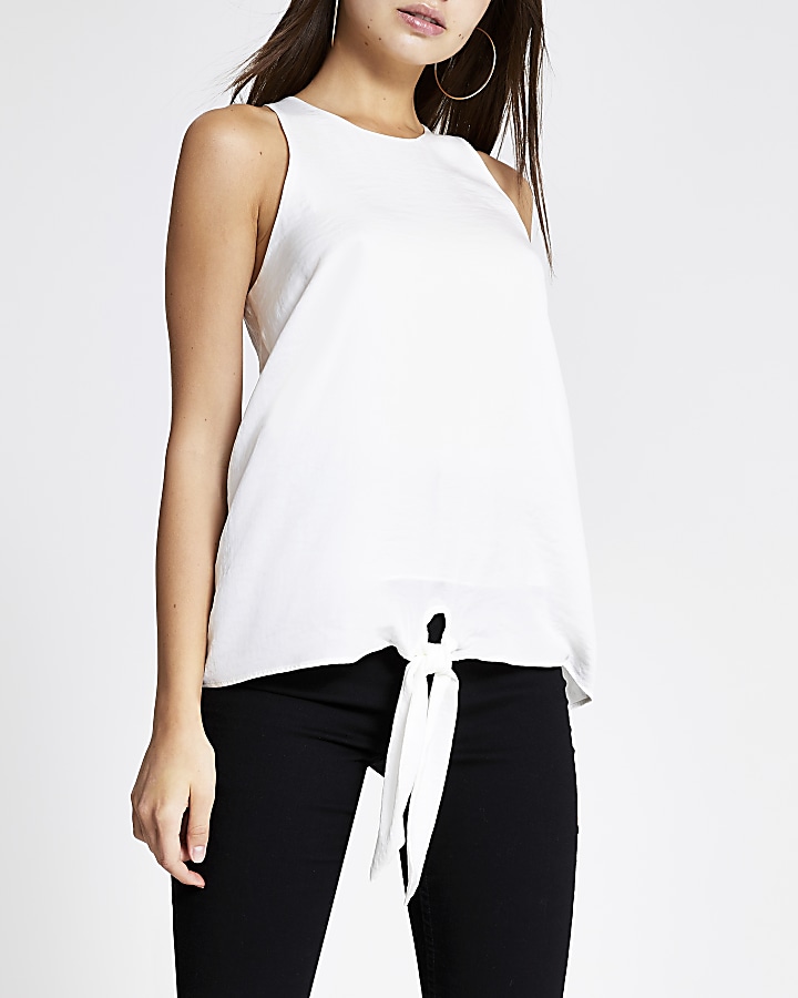 White knot front tank top