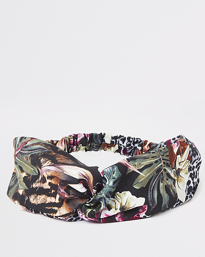 Green jungle print headband