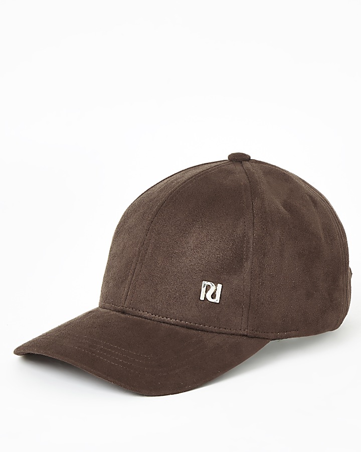Brown faux suede baseball cap