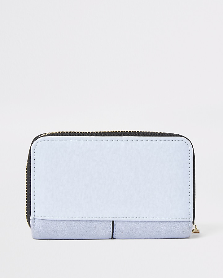Light blue glitter mini zip around purse