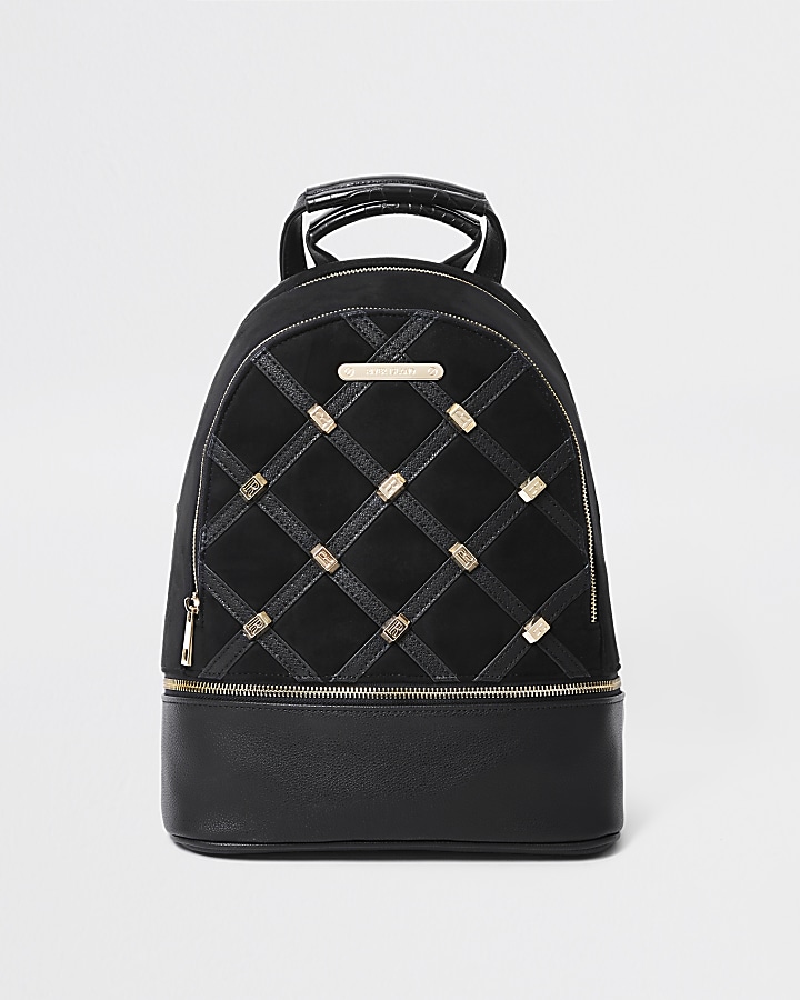 Black quilted and stud backpack