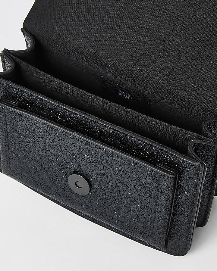 Black textured RI underarm mini satchel bag