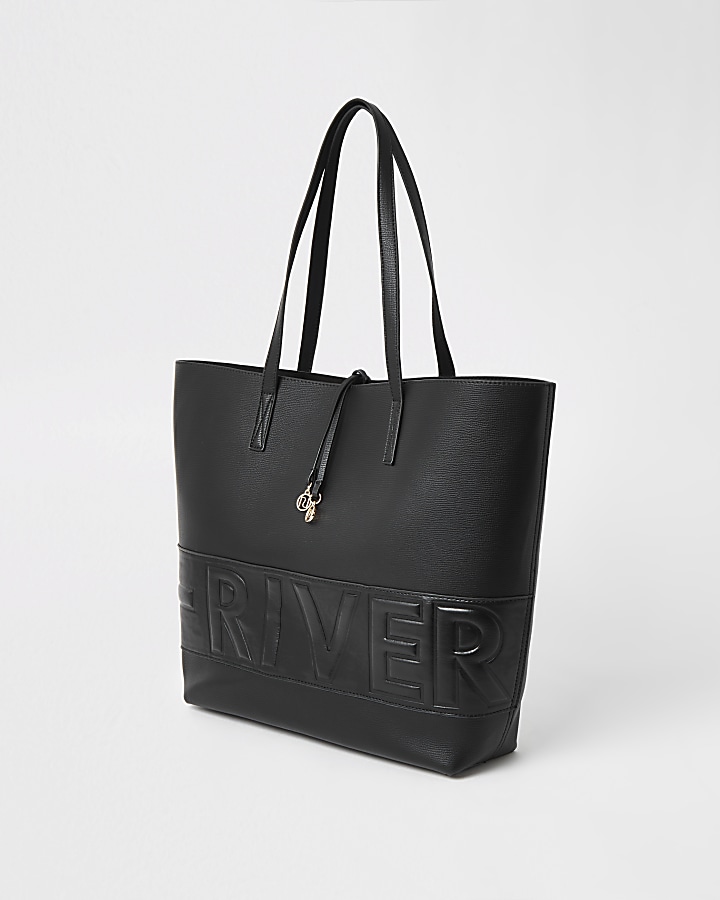 Black 'River' embossed shopper Handbag